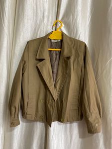 Vintage Cropped Jacket Combo With Striped Sweater