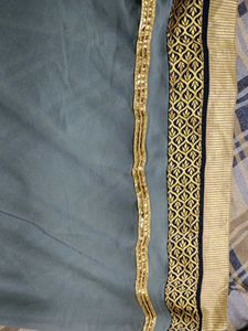 Elegant Navy Blue &amp; Gold Sari