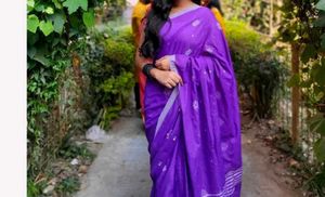 Elegant Purple Cotton Saree with blouse