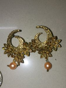 Elegant Pink &amp; Gold Drop Earrings