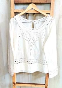 White Embroidered Top Bust Si,e-38-40