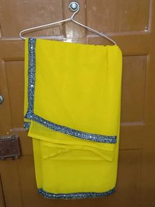 Yellow colour Saree without blouse and peticoat
