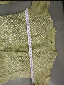 Olive Green Embroidered Kurti