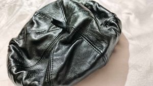 Black Leather Beret Hat