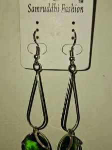 Green Teardrop Dangle Earrings