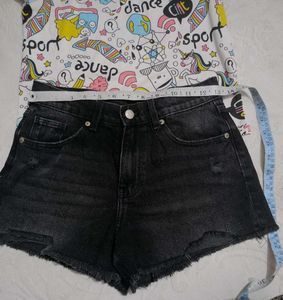 Black Ripped Denim  Zara Shorts