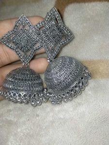 Silver Jhumka Earrings