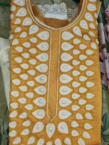 Chanderi Cotton Pearl Work Deziner Suit