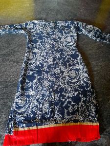 Blue &amp; White Printed Kurti
