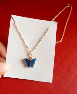 Blue Butterfly Pendant Necklace
