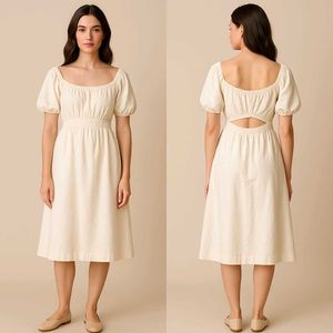Puff Sleeve Dress With Hair Accessories