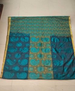 Dual Colour  Saree With Gold Border