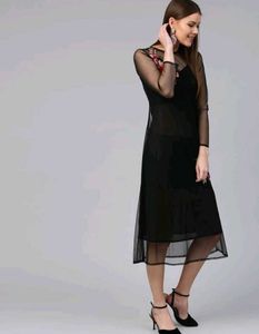 Sassafras Women Sheath Black midi dress