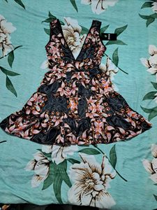 Shein bohemian deep neck Floral Print Mini Dress