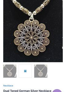 Dual Toned German Silver Floral Pendant Necklace