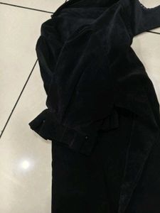 Black Corduroy Puff Sleeve Shirt
