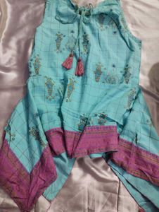 Aqua &amp; Purple Tasseled Top