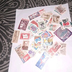 100 vintage Russian stamps