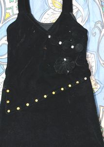 Brand New Jet Black Velvet Dress With Short Jacket