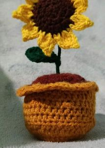 Crochet Sunflower Flowers In Pot