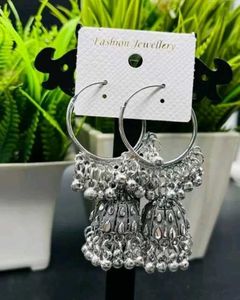 Pair Of Four Light Weight Silver Jhumkas