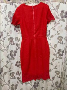Red Lace Trim Dress