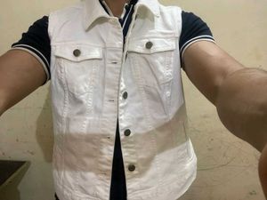 Stylish White Denim Vest