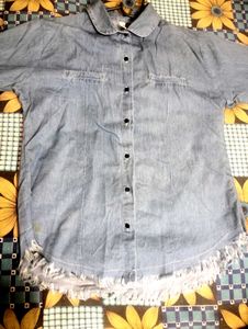 Denim Fringe Shirt
