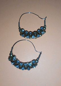 Blue Gemstone Hoop Earrings