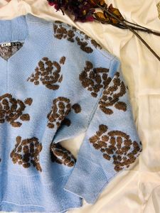 oversized blue Print Sweater