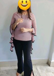 Stylish Pink Top with Flutter Sleeves