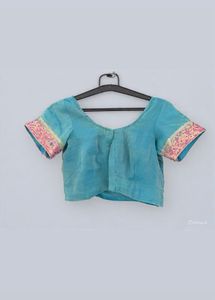 Teal &amp; Pink Sari Blouse