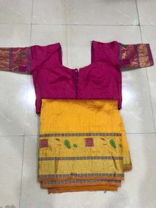 Yellow Saree With Blouse 5.5 Meter