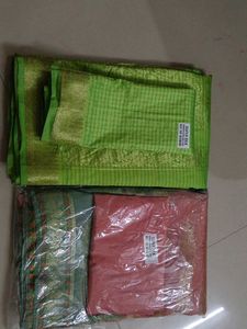 Silk Saree Set 2 - Green & Prach