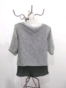 Grey &amp; Black Combination Layered Top