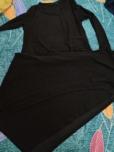 beautiful party black dress with emblished neck