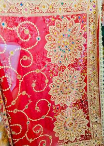 Red Embroidered Dupatta Navratri Special Duppata