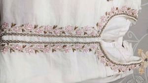 Embroidered Kurta With Design On Sleeve And Chalks