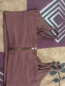 Mauve Zipper Crop Top
