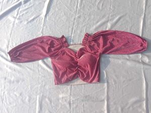 Pink Glittry Crop Top