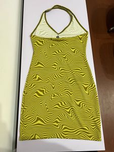 H&amp;M Trendy Green Pattern Mini Dress