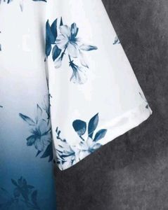 Blue Floral Gradient Short Sleeve Shirt