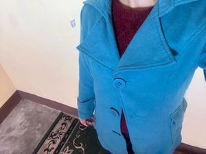 Turquoise Wool Blend Coat