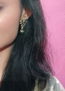 Black Peacock Shaped Traditional Earrings