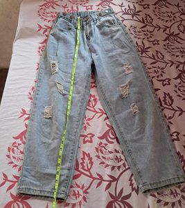 Distressed High-Waisted Denim Jeans