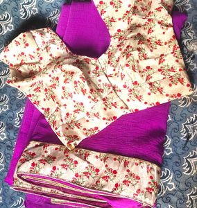 Beautiful Saree With Stitched Blouse 💜