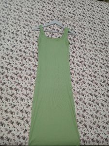 Olive Green Ribbed Bodycon Midi Dress