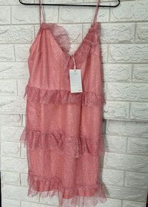 new- dusty Pink Ruffle tiered Barbie Dress