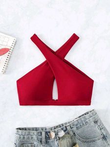Red Crisscross Bikini Top & Seamless Bottom