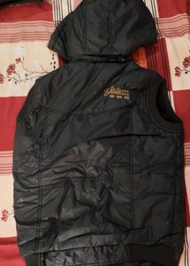 Black Quilted Hooded Vest